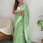 NEW LIGHT GREEN LAKHANAVI WEAVING WORK WITH BADLA ZARI *