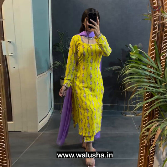 Snapchat Yellow Georgette Lemonize Kurti set