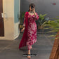 Glossy Maroon Printed Muslin Designer Kurti Set