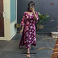 Wine Berry Floral Printed Faalsa Kurti Set