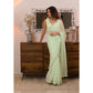 Light Green Fancy Tread Work Designer Saree