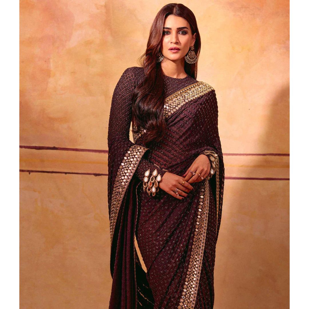 Kriti Sanon Marron Fancy Designer Saree