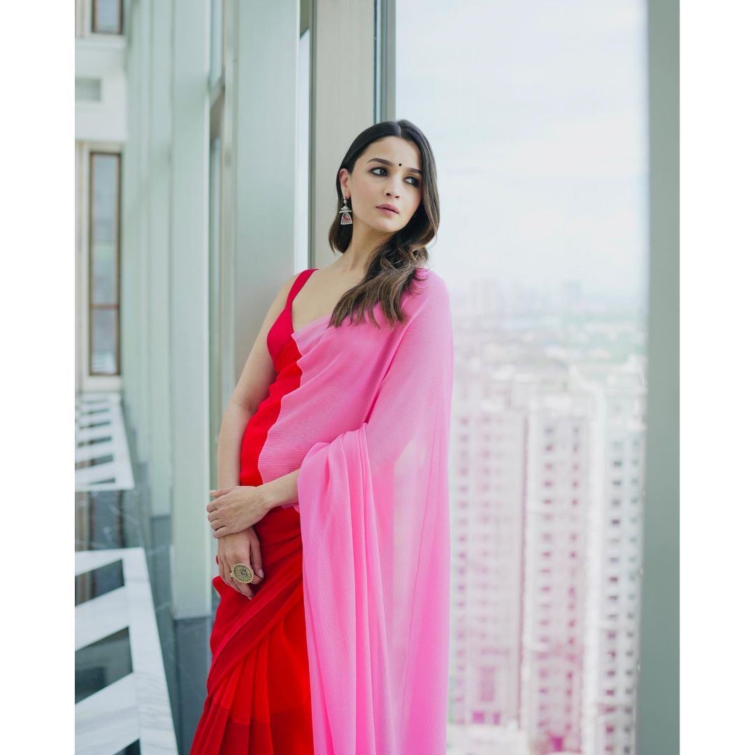 Red And Pink Fancy Designer Trendy Saree