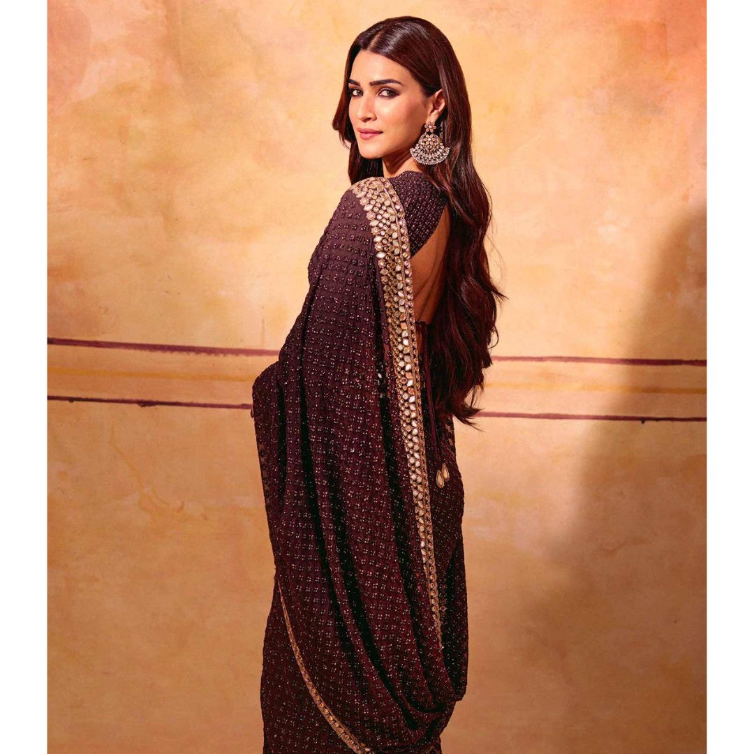 Kriti Sanon Marron Fancy Designer Saree