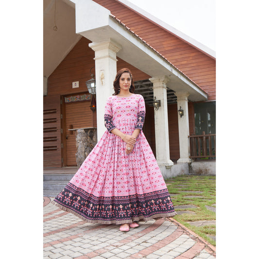 Light Pink Long Designer Kurtis With Handwork